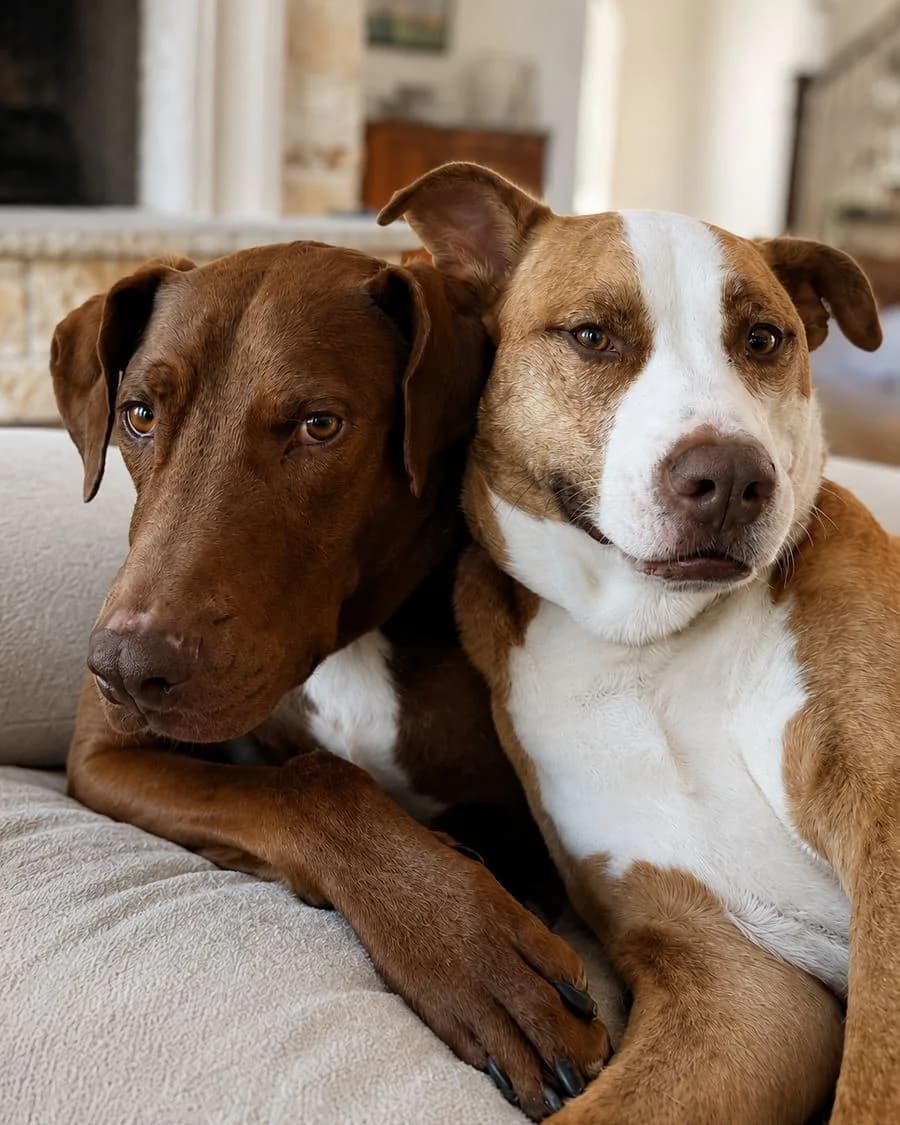 Daisy and Hank relaxing together